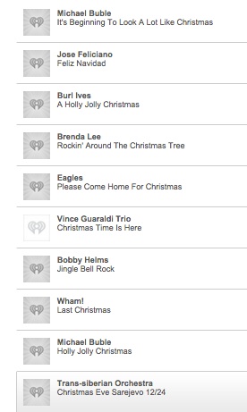 A Dow Industrials list of Christmas songs