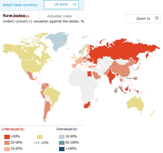 Foreign exchange displayed by the Big Map Index map