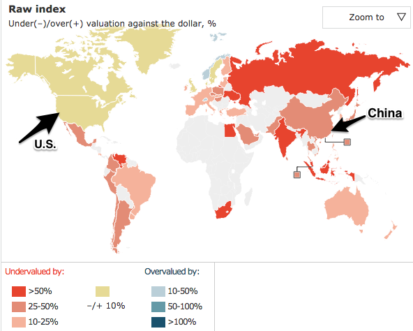 Yuan devaluation explained by Big Mac Index
