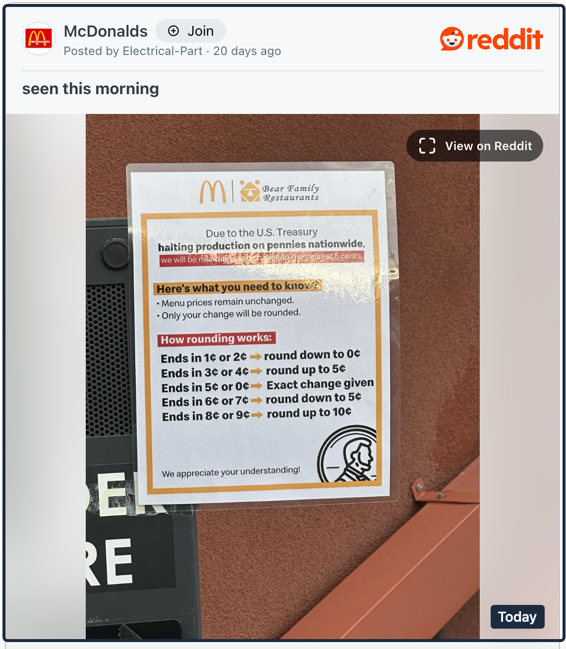 eliminating the penny McDonald's