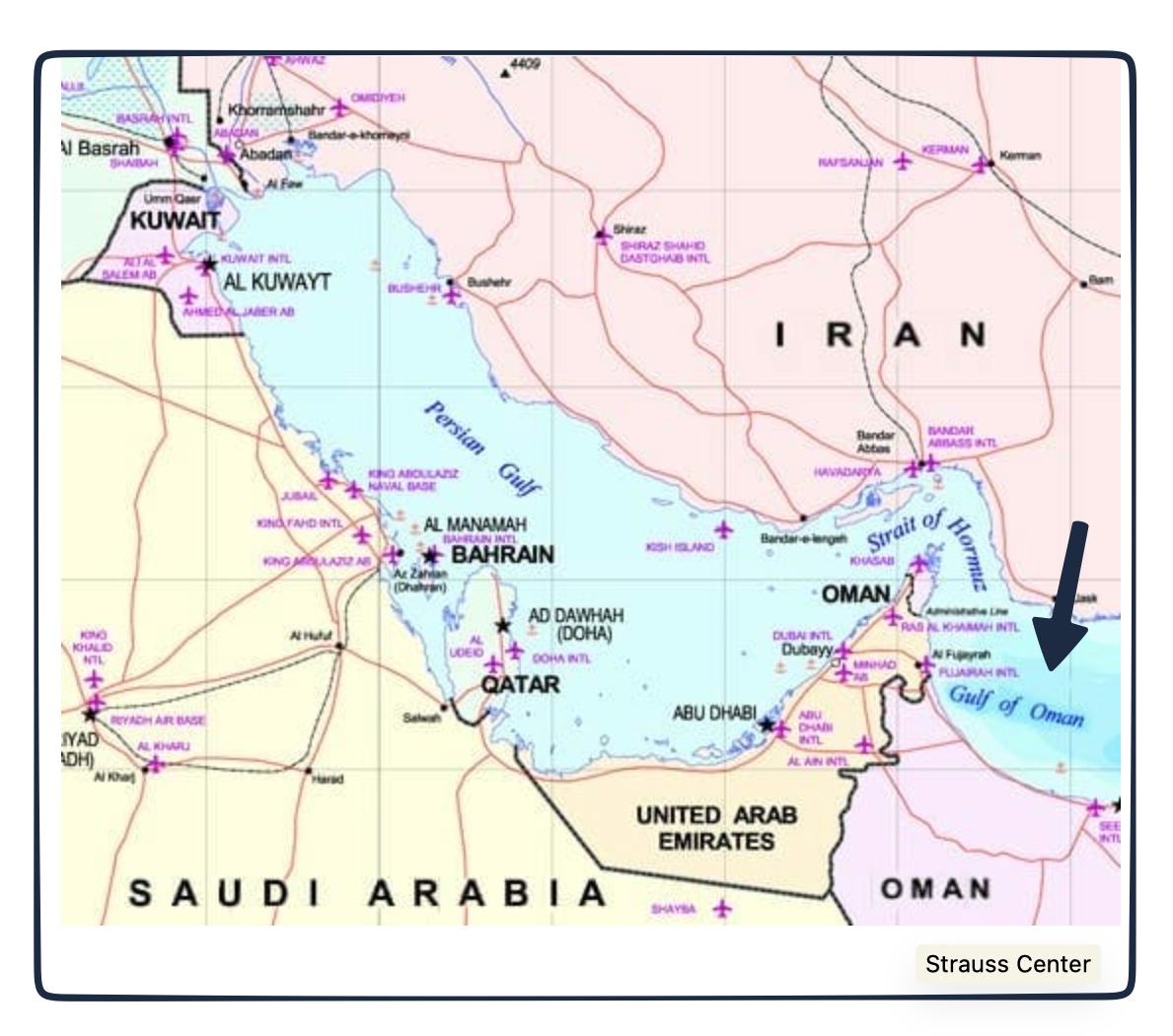 Iran War Impact Persian Gulf map