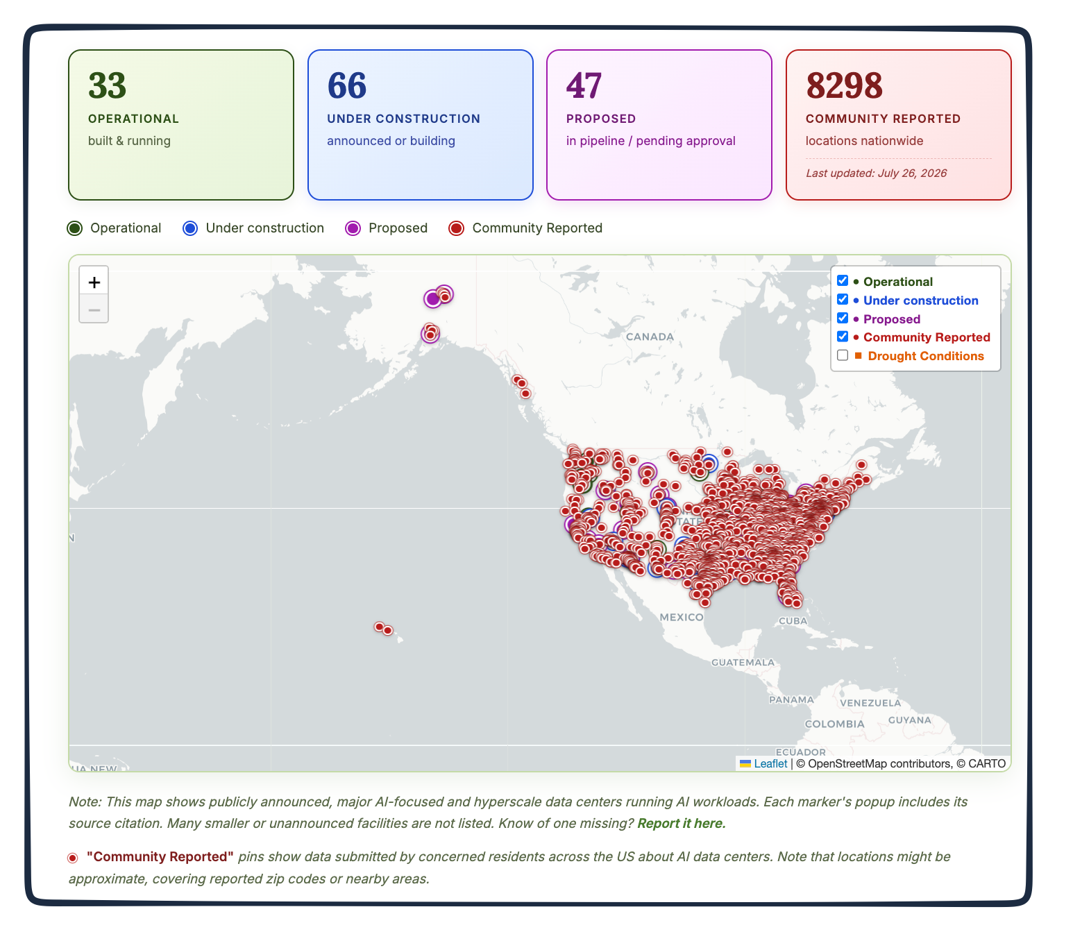 crowd sourced record of AI data centers